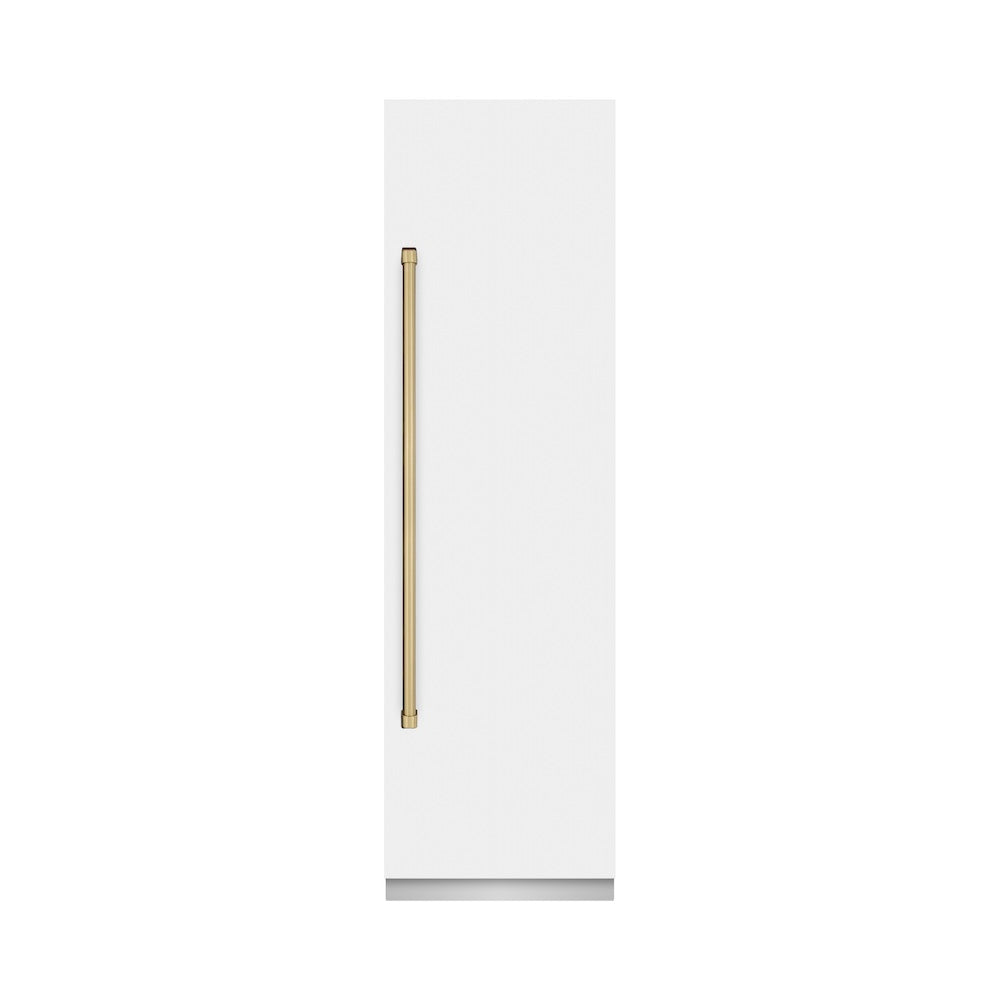 Autograph Edition 24 In. 12.5 Cu. Ft. Column Refrigerator In White Matte With Graphite Gray Interior And Champagne Bronze Accents RCRVZWM24CB