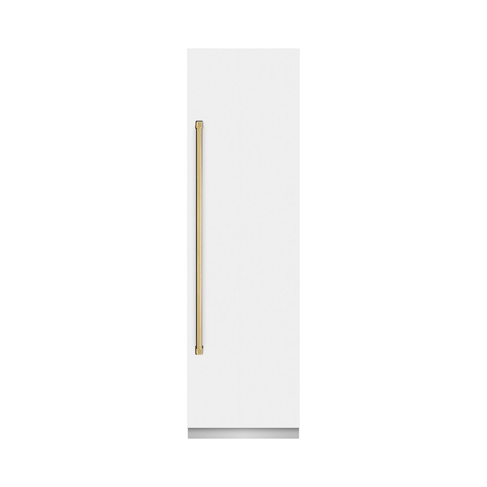 Autograph Edition 24 In. 12.5 Cu. Ft. Column Refrigerator In White Matte With Graphite Gray Interior And Polished Gold Accents RCRVZWM24G