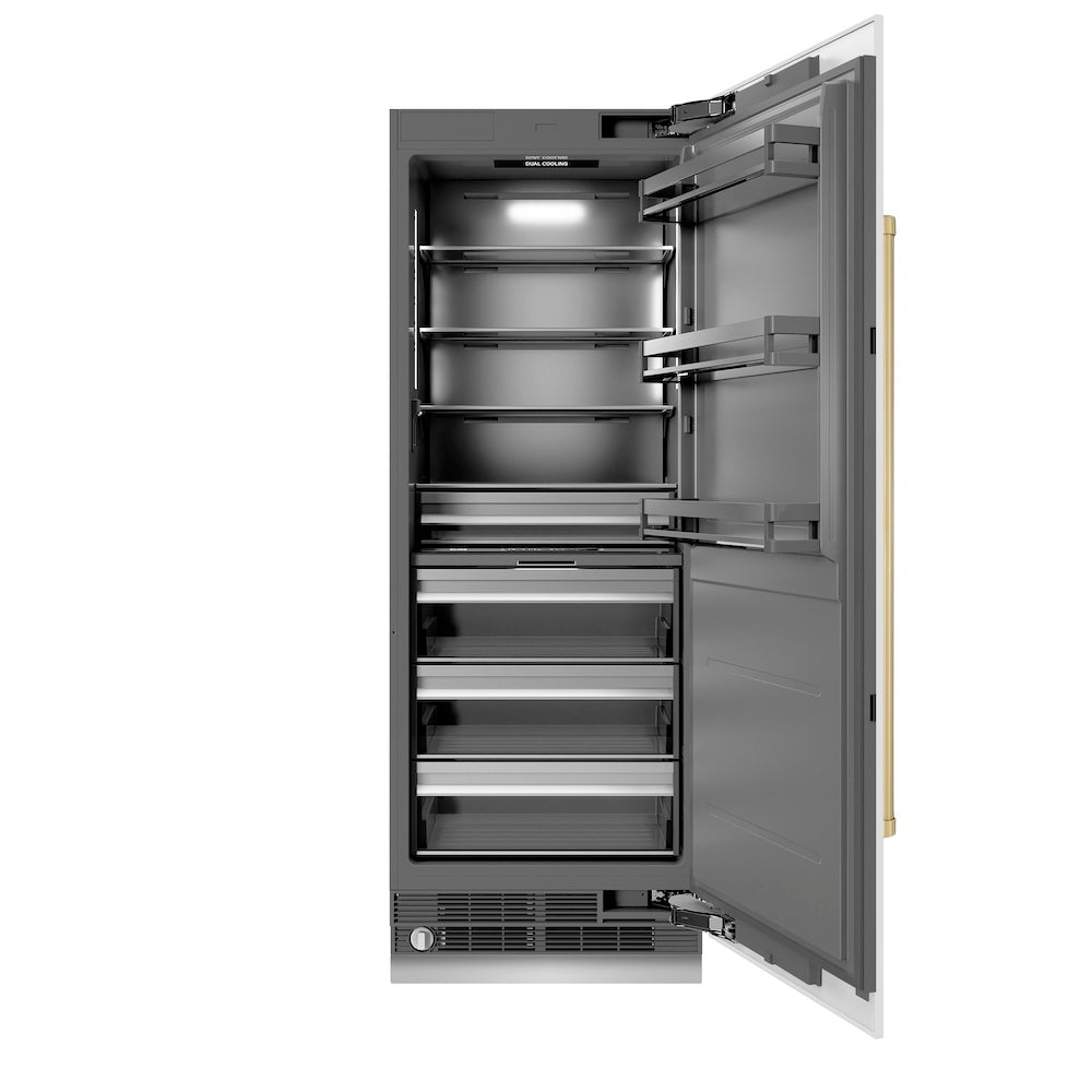 Autograph Edition 30 In. 16.7 Cu. Ft. Column Refrigerator In White Matte With Graphite Gray Interior And Champagne Bronze Accents RCRVZWM30CB