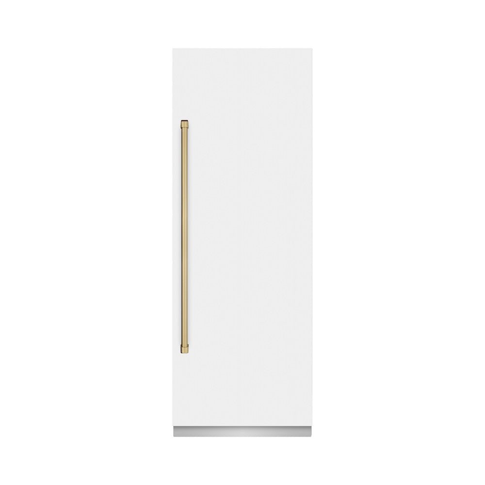 Autograph Edition 30 In. 16.7 Cu. Ft. Column Refrigerator In White Matte With Graphite Gray Interior And Champagne Bronze Accents RCRVZWM30CB