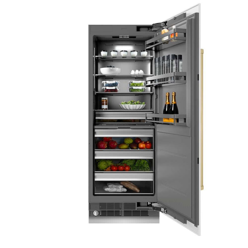 Autograph Edition 30 In. 16.7 Cu. Ft. Column Refrigerator In White Matte With Graphite Gray Interior And Champagne Bronze Accents RCRVZWM30CB