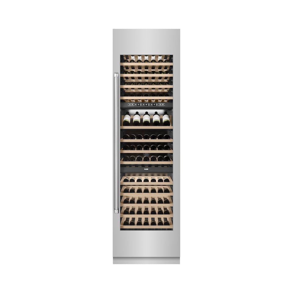 24 In. 12.4 Cu. Ft. Triple Zone 100 Bottle Column Wine Cooler In Stainless Steel RCWV30424