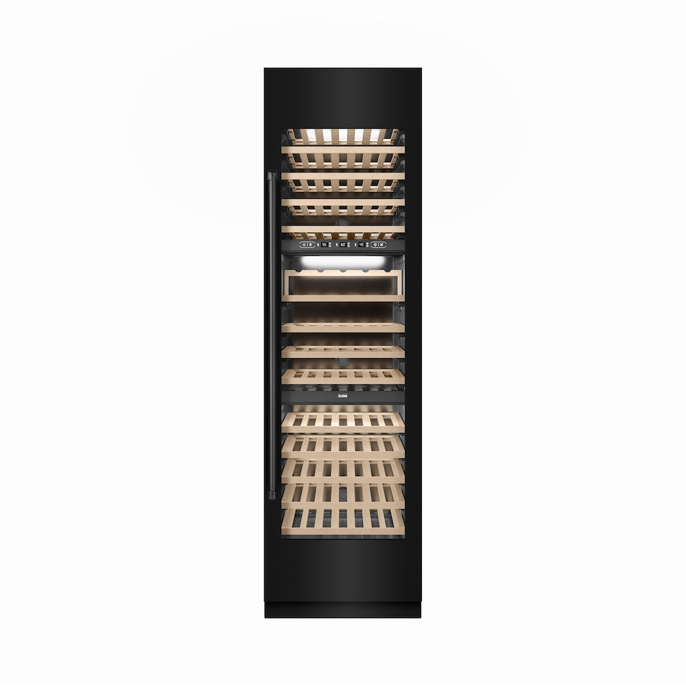 24 In. 12.4 Cu. Ft. Triple Zone 100 Bottle Column Wine Cooler In Black Stainless Steel RCWVBS24