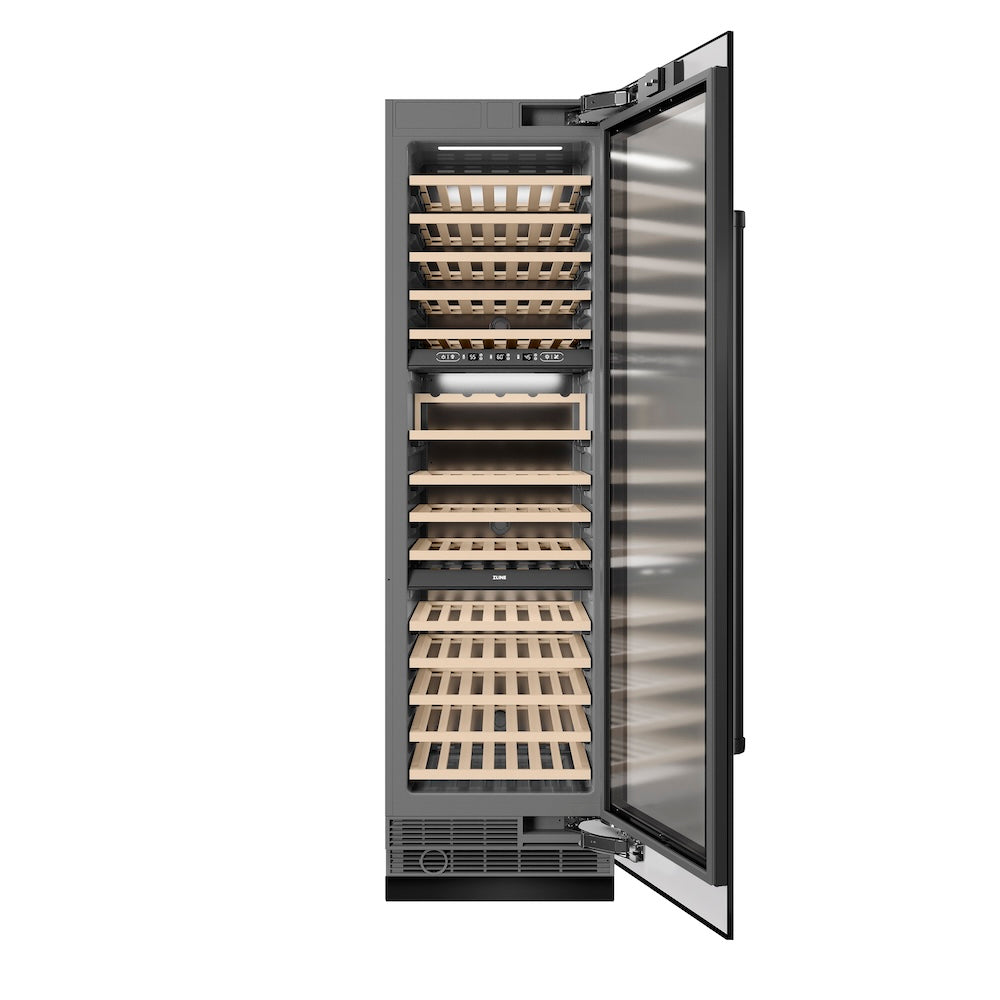 24 In. 12.4 Cu. Ft. Triple Zone 100 Bottle Column Wine Cooler In Black Stainless Steel RCWVBS24
