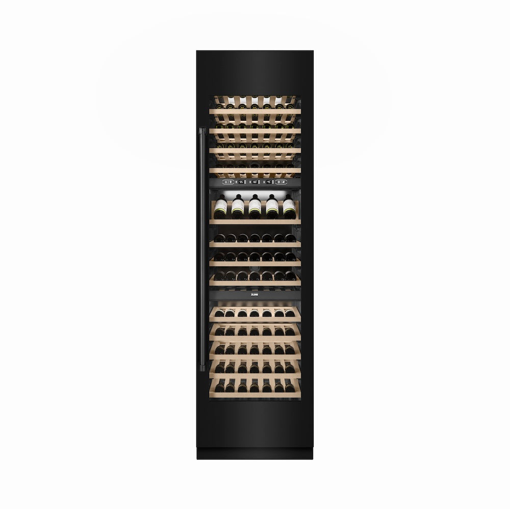 24 In. 12.4 Cu. Ft. Triple Zone 100 Bottle Column Wine Cooler In Black Stainless Steel RCWVBS24