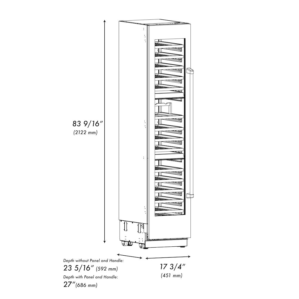18 in. 9.0 cu. ft. Triple Zone 68 Bottle Left Hinge Column Wine Cooler RCWVL30418