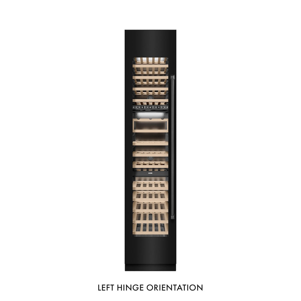 18 In. 9.0 Cu. Ft. Triple Zone 68 Bottle Left Hinge Column Wine Cooler In Black Stainless Steel RCWVLBS18