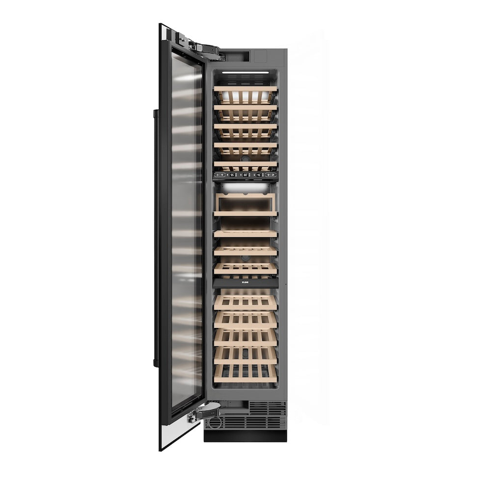 18 In. 9.0 Cu. Ft. Triple Zone 68 Bottle Left Hinge Column Wine Cooler In Black Stainless Steel RCWVLBS18