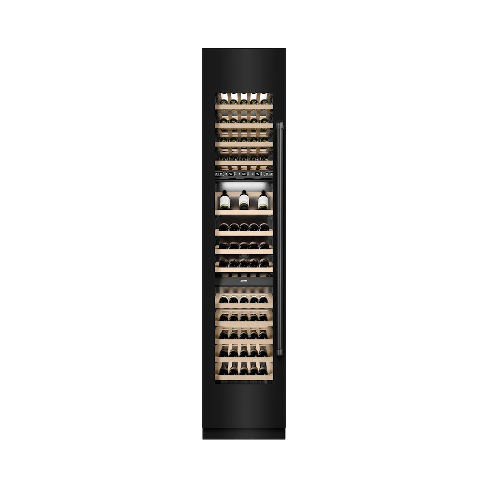 18 In. 9.0 Cu. Ft. Triple Zone 68 Bottle Left Hinge Column Wine Cooler In Black Stainless Steel RCWVLBS18