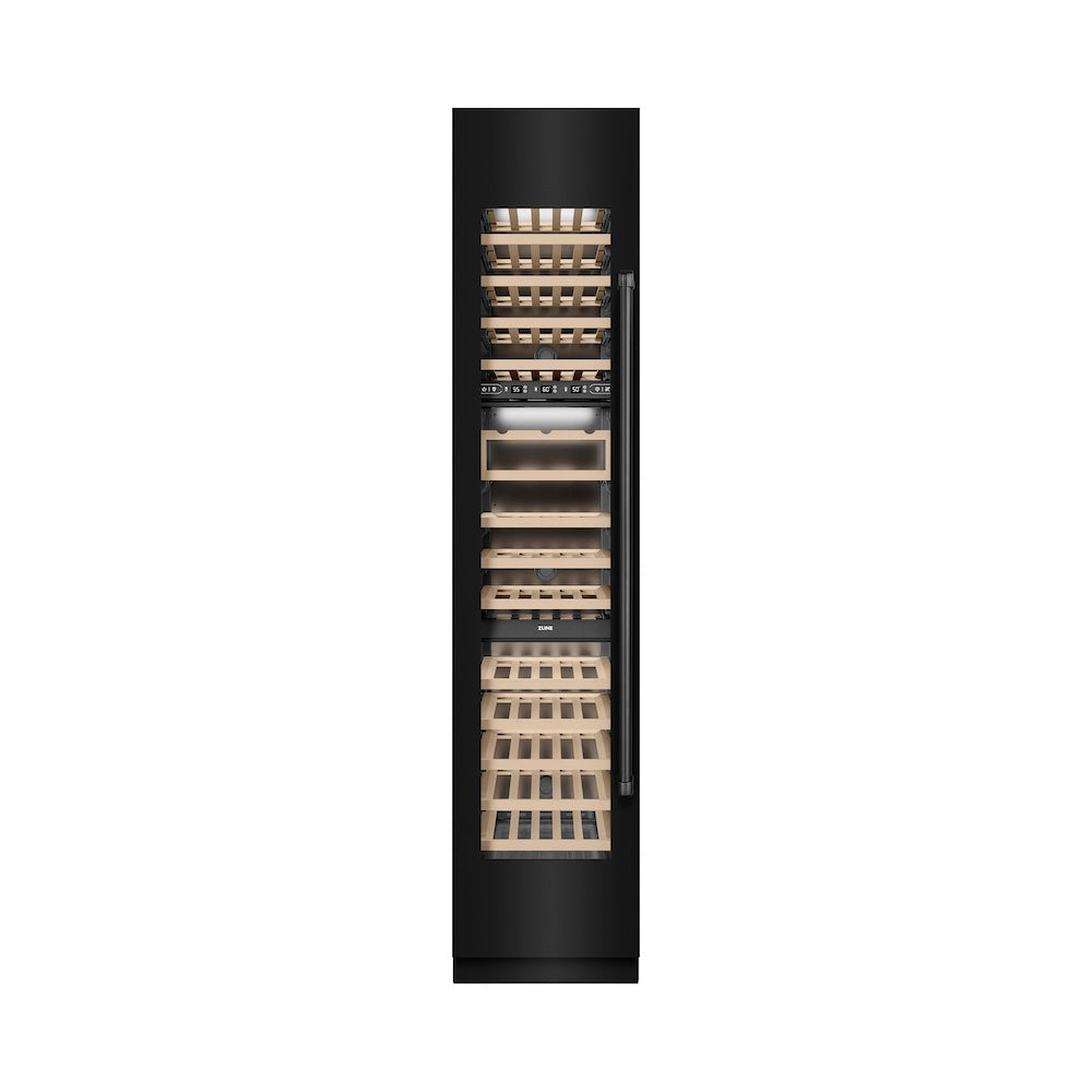 18 In. 9.0 Cu. Ft. Triple Zone 68 Bottle Left Hinge Column Wine Cooler In Black Stainless Steel RCWVLBS18