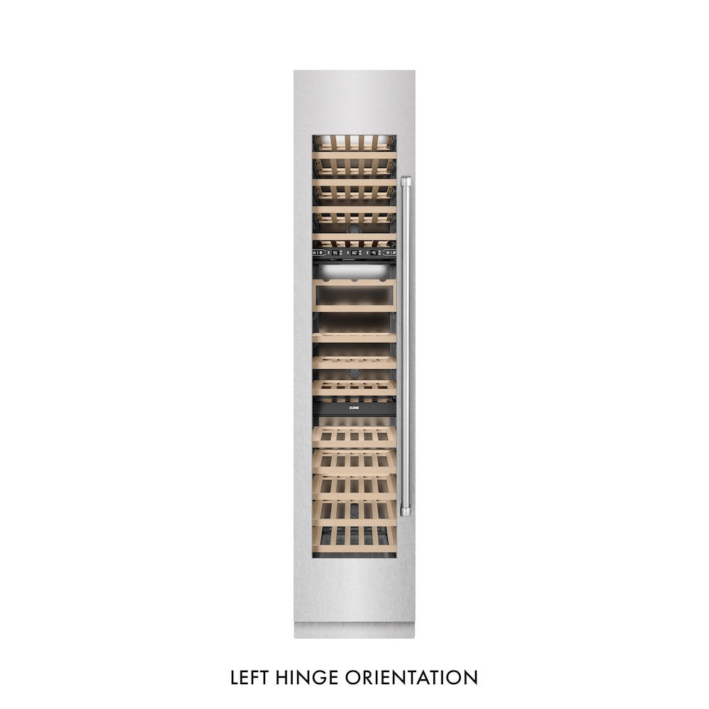 18 In. 9.0 Cu. Ft. Triple Zone 68 Bottle Left Hinge Column Wine Cooler In Satin Stainless Steel RCWVLSN18