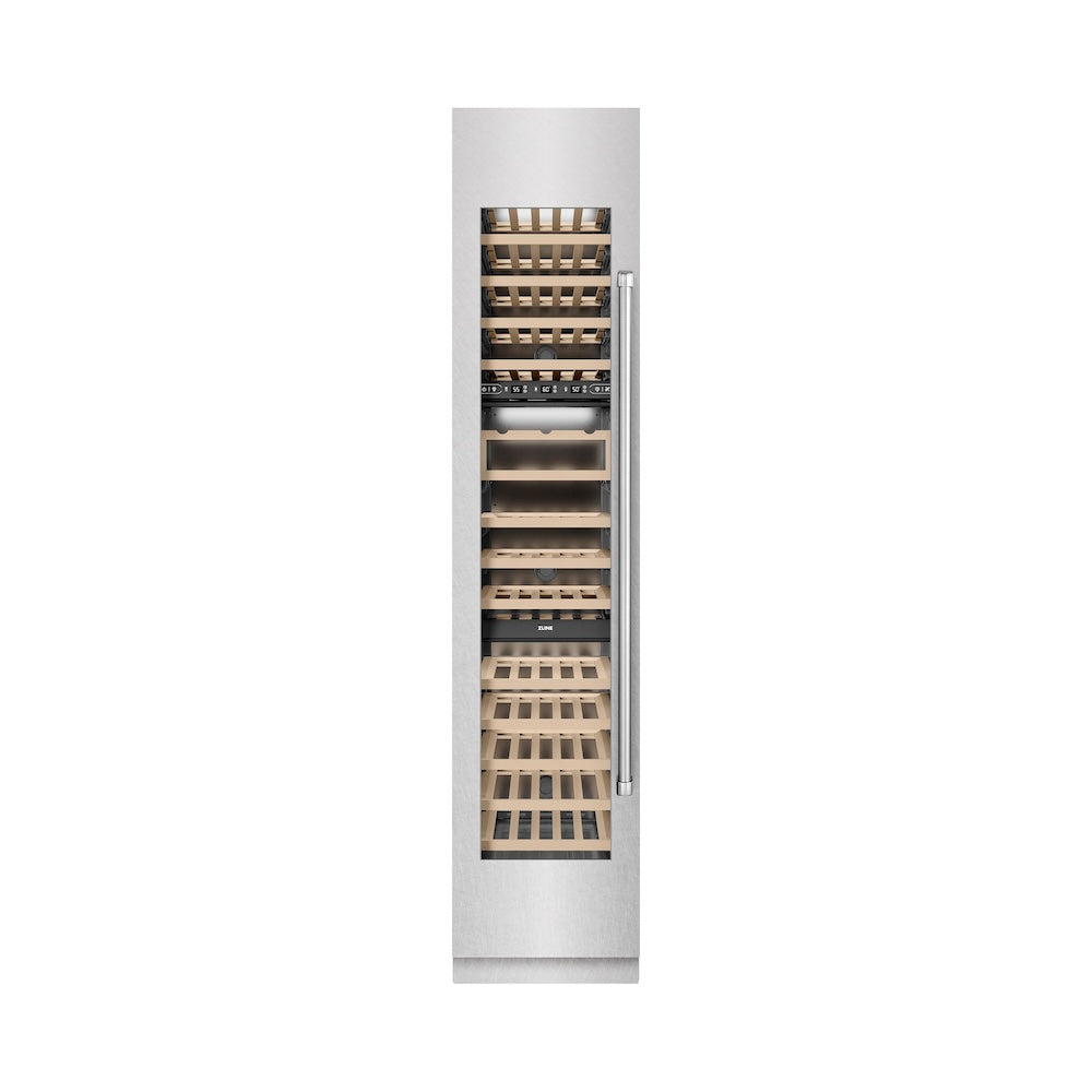 18 In. 9.0 Cu. Ft. Triple Zone 68 Bottle Left Hinge Column Wine Cooler In Satin Stainless Steel RCWVLSN18