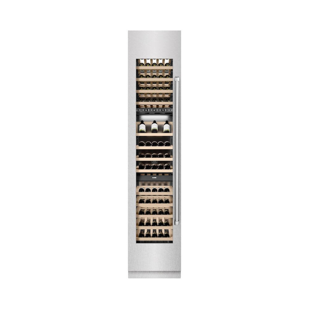 18 In. 9.0 Cu. Ft. Triple Zone 68 Bottle Left Hinge Column Wine Cooler In Satin Stainless Steel RCWVLSN18
