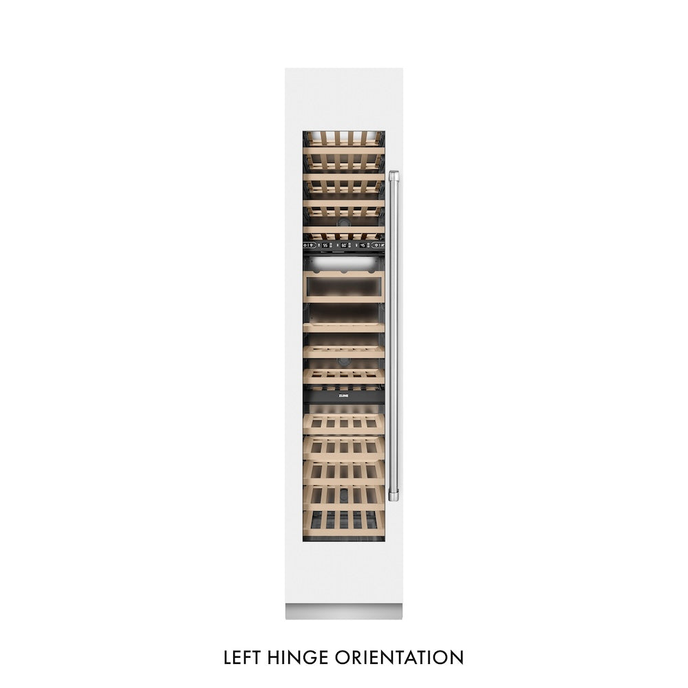 18 In. 9.0 Cu. Ft. Triple Zone 68 Bottle Left Hinge Column Wine Cooler In White Matte RCWVLWM18