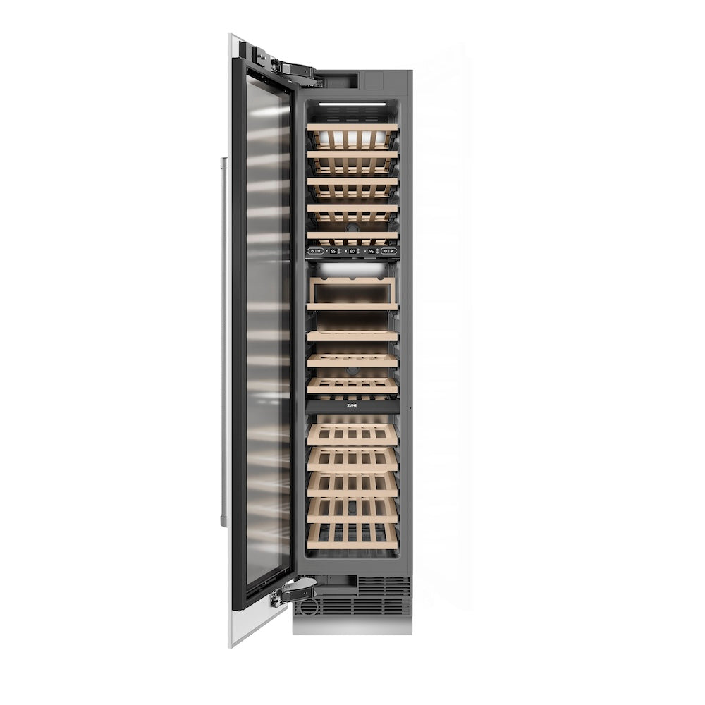 18 In. 9.0 Cu. Ft. Triple Zone 68 Bottle Left Hinge Column Wine Cooler In White Matte RCWVLWM18
