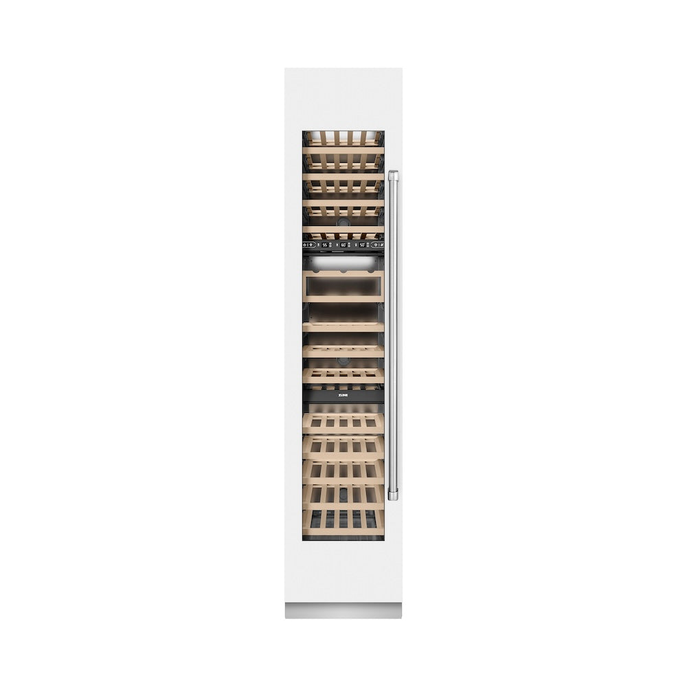 18 In. 9.0 Cu. Ft. Triple Zone 68 Bottle Left Hinge Column Wine Cooler In White Matte RCWVLWM18