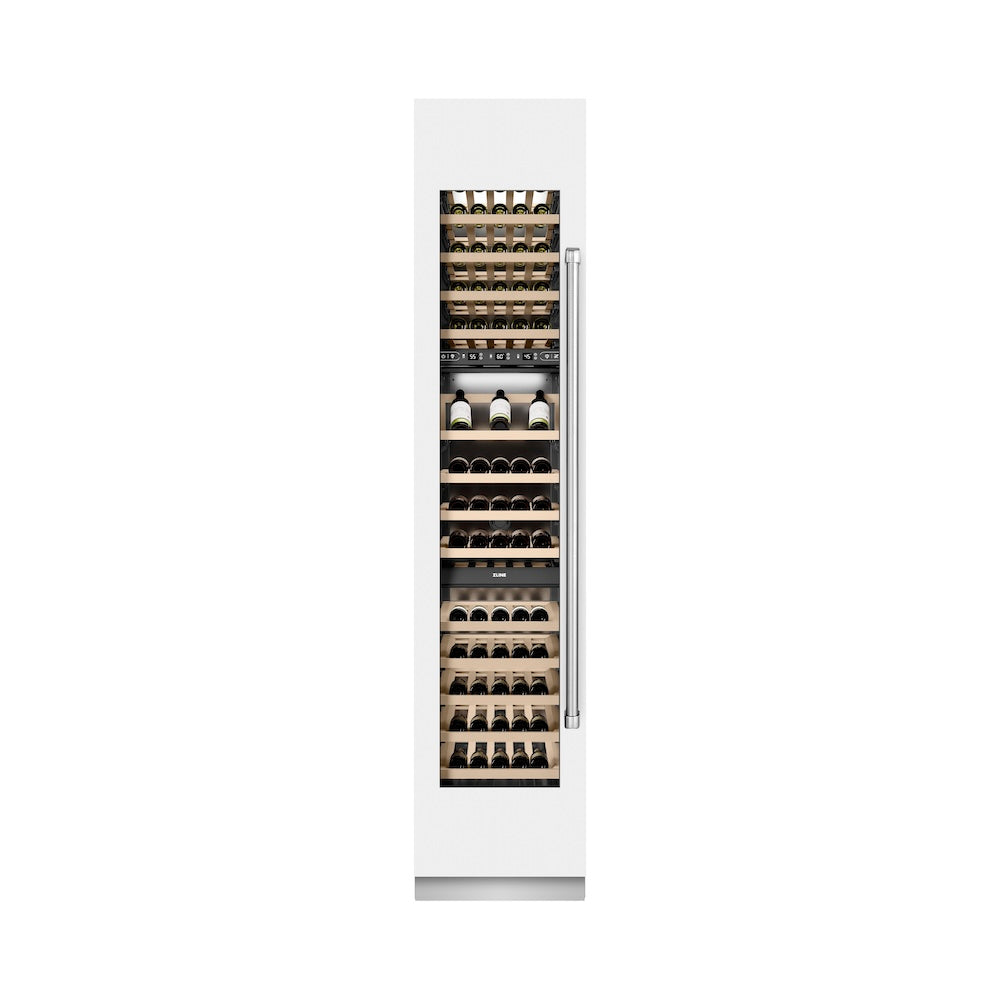 18 In. 9.0 Cu. Ft. Triple Zone 68 Bottle Left Hinge Column Wine Cooler In White Matte RCWVLWM18