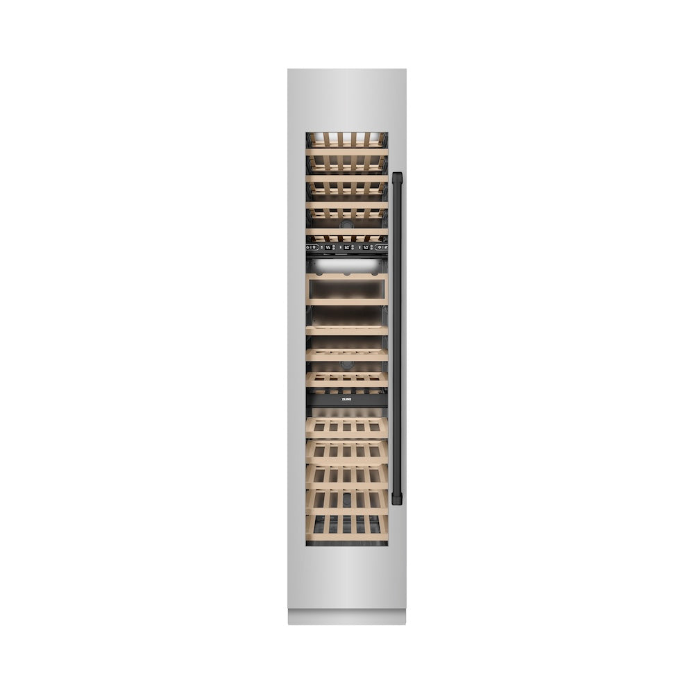 Autograph Edition 18 In. 9.0 Cu. Ft. Triple Zone 68 Bottle Left Hinge Column Wine Cooler In Stainless Steel With Matte Black Accents RCWVLZ30418MB
