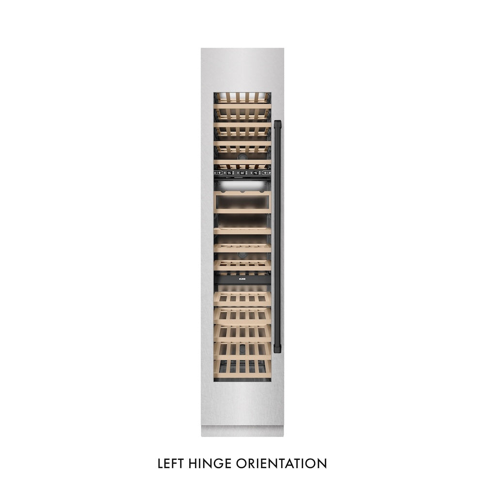 Autograph Edition 18 In. 9.0 Cu. Ft. Triple Zone 68 Bottle Left Hinge Column Wine Cooler In Satin Stainless Steel With Matte Black Accents RCWVLZSN18MB