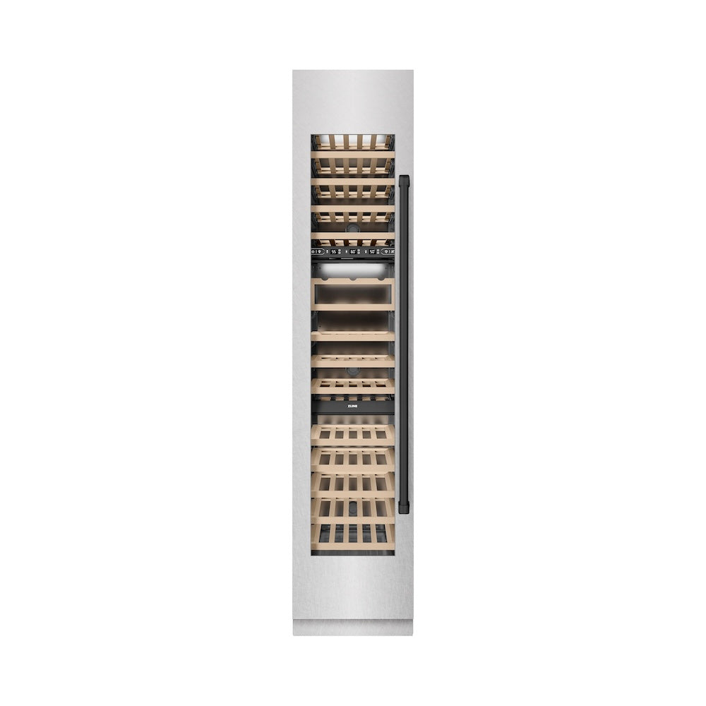 Autograph Edition 18 In. 9.0 Cu. Ft. Triple Zone 68 Bottle Left Hinge Column Wine Cooler In Satin Stainless Steel With Matte Black Accents RCWVLZSN18MB