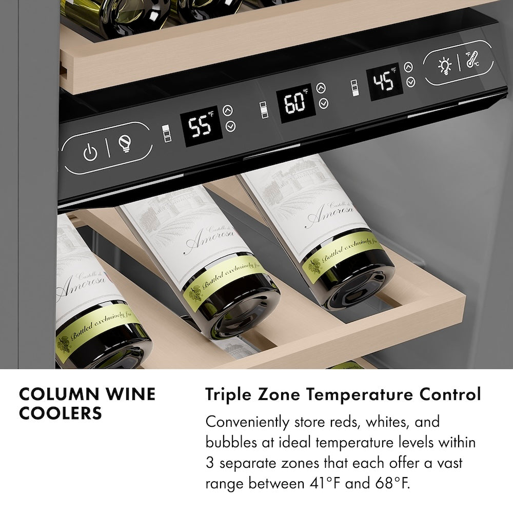 Autograph Edition 18 in. 9.0 cu. ft. Triple Zone 68 Bottle Left Hinge Column Wine Cooler RCWVLZWM18G