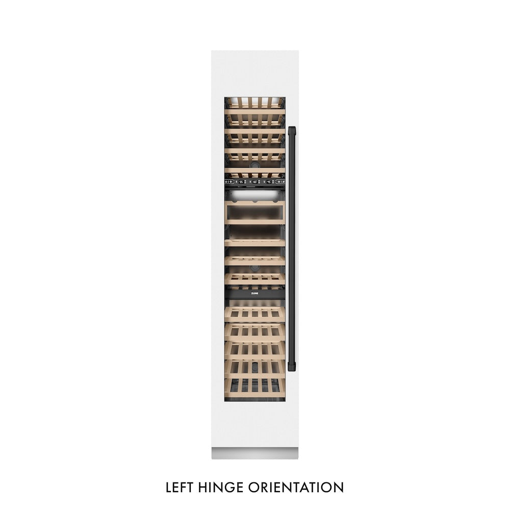 Autograph Edition 18 In. 9.0 Cu. Ft. Triple Zone 68 Bottle Left Hinge Column Wine Cooler In White Matte With Matte Black Accents RCWVLZWM18MB