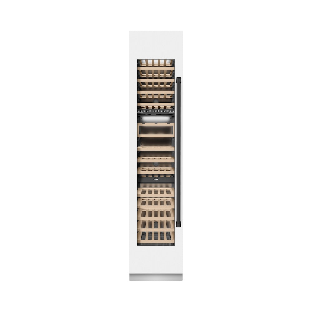 Autograph Edition 18 In. 9.0 Cu. Ft. Triple Zone 68 Bottle Left Hinge Column Wine Cooler In White Matte With Matte Black Accents RCWVLZWM18MB