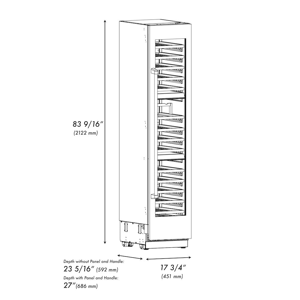 18 in. 9.0 cu. ft. Triple Zone 68 Bottle Right Hinge Column Wine Cooler RCWVR30418