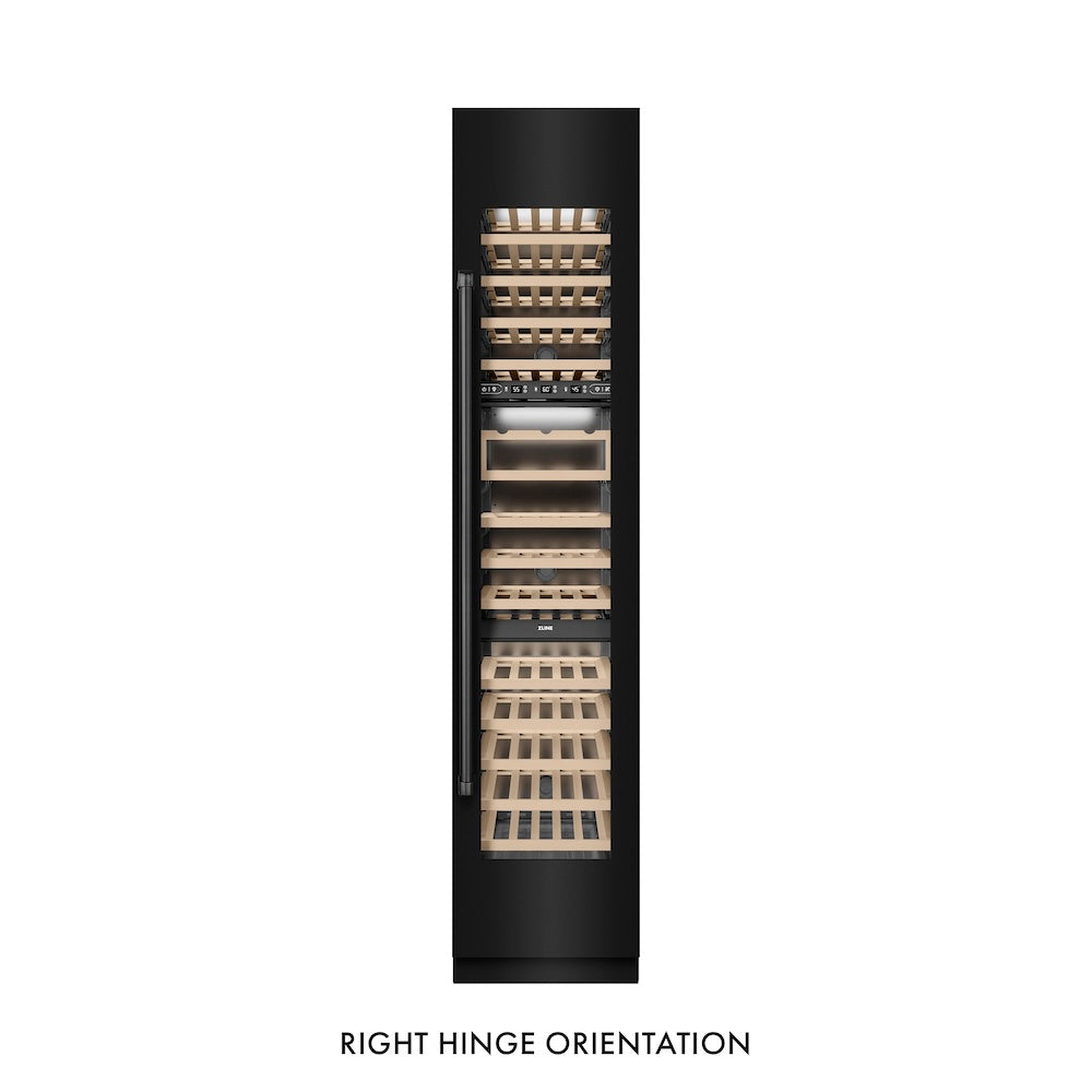 18 In. 9.0 Cu. Ft. Triple Zone 68 Bottle Right Hinge Column Wine Cooler In Black Stainless Steel RCWVRBS18