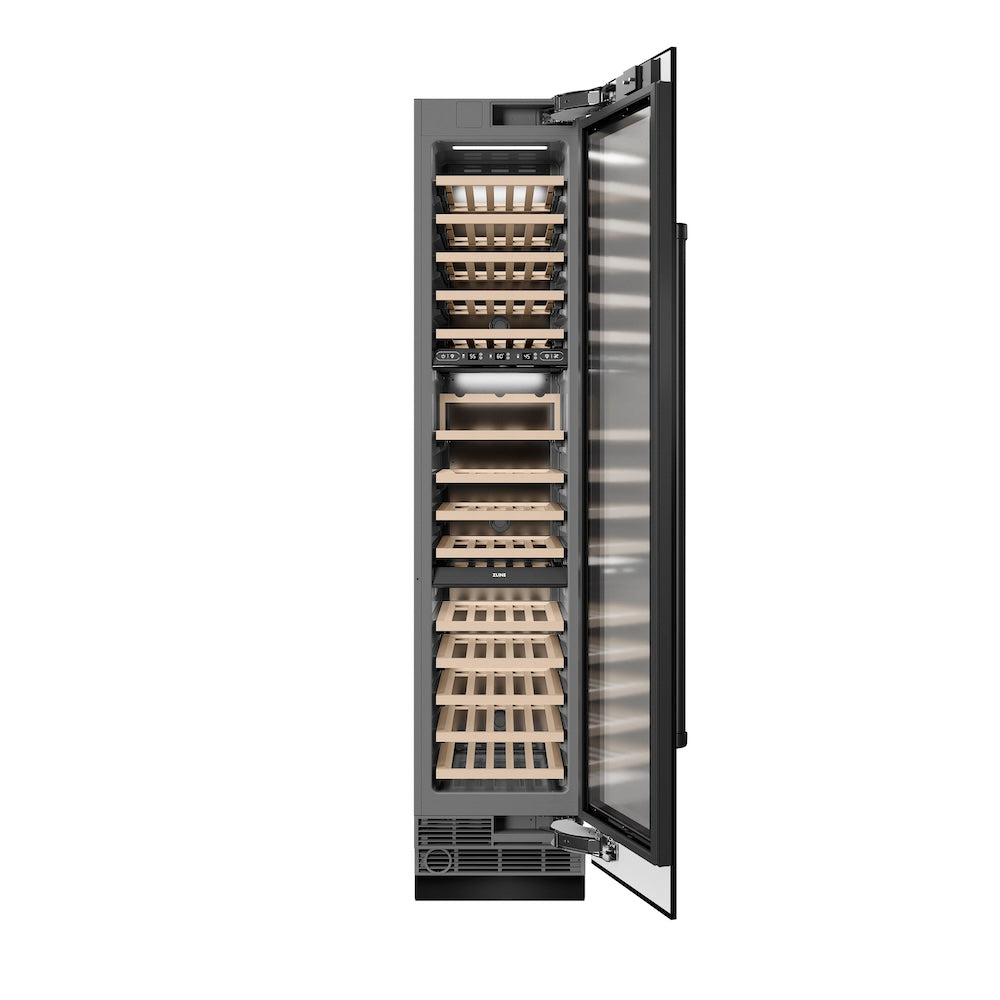 18 In. 9.0 Cu. Ft. Triple Zone 68 Bottle Right Hinge Column Wine Cooler In Black Stainless Steel RCWVRBS18