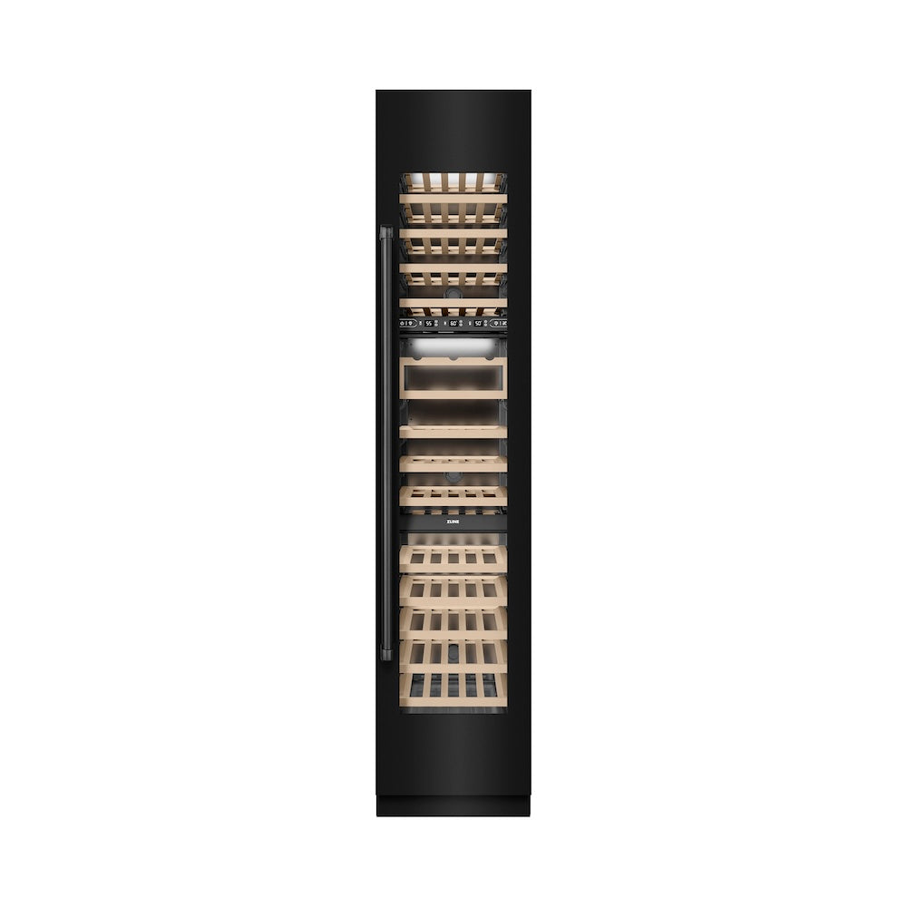 18 In. 9.0 Cu. Ft. Triple Zone 68 Bottle Right Hinge Column Wine Cooler In Black Stainless Steel RCWVRBS18