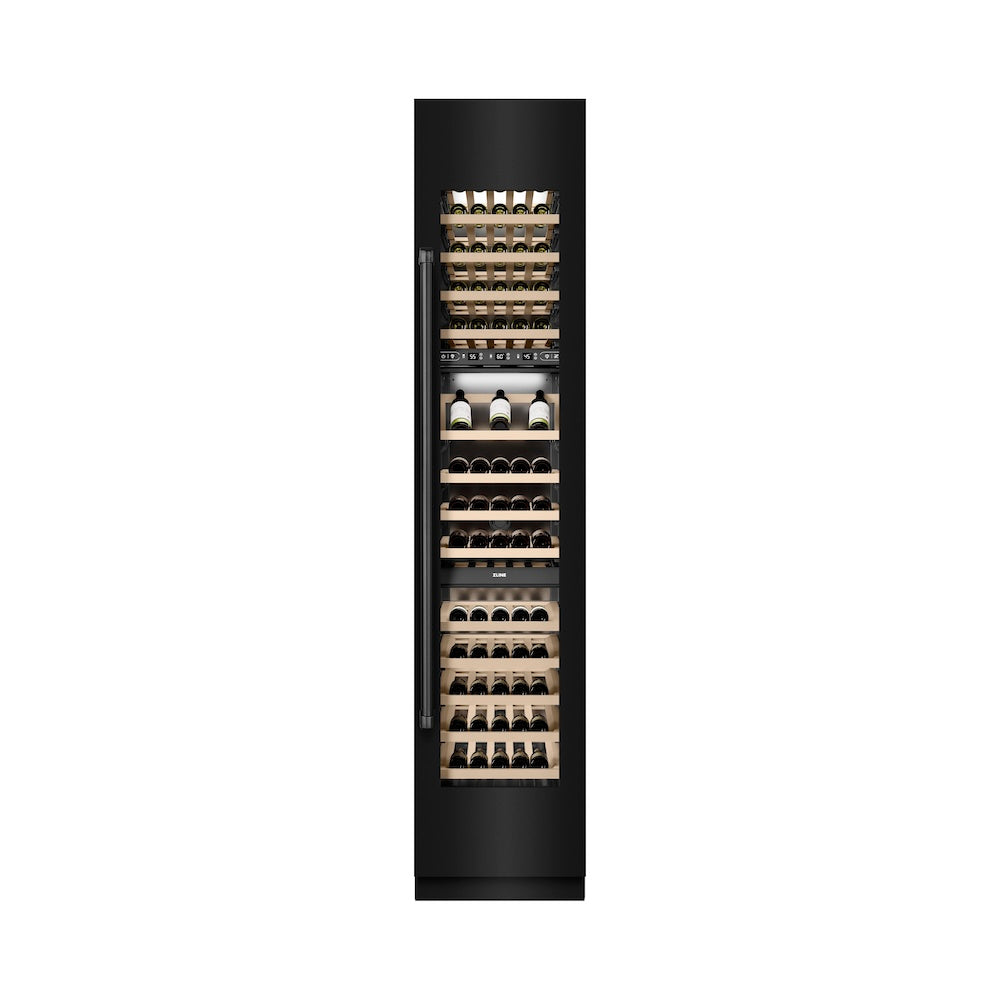18 In. 9.0 Cu. Ft. Triple Zone 68 Bottle Right Hinge Column Wine Cooler In Black Stainless Steel RCWVRBS18