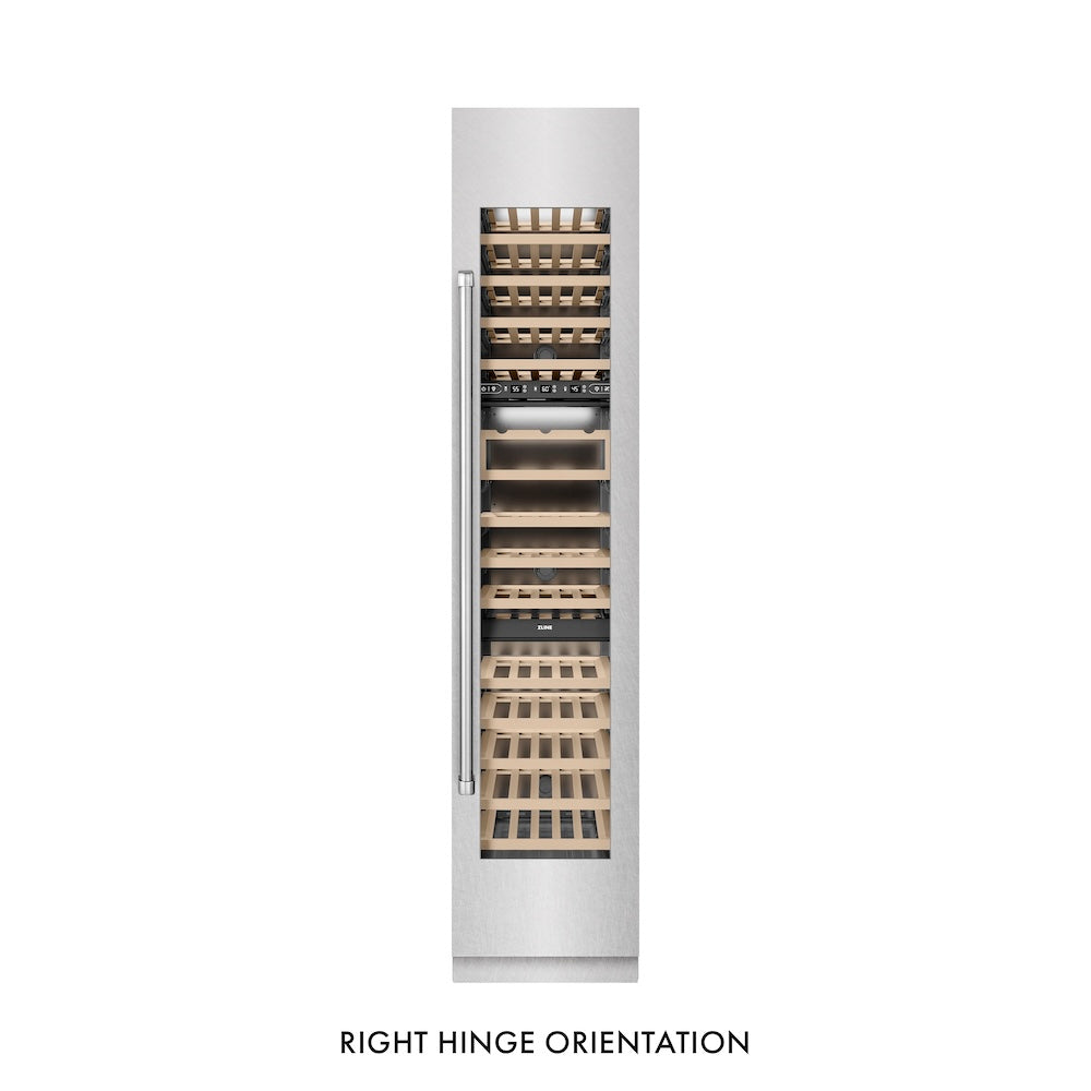 18 In. 9.0 Cu. Ft. Triple Zone 68 Bottle Right Hinge Column Wine Cooler In Satin Stainless Steel RCWVRSN18