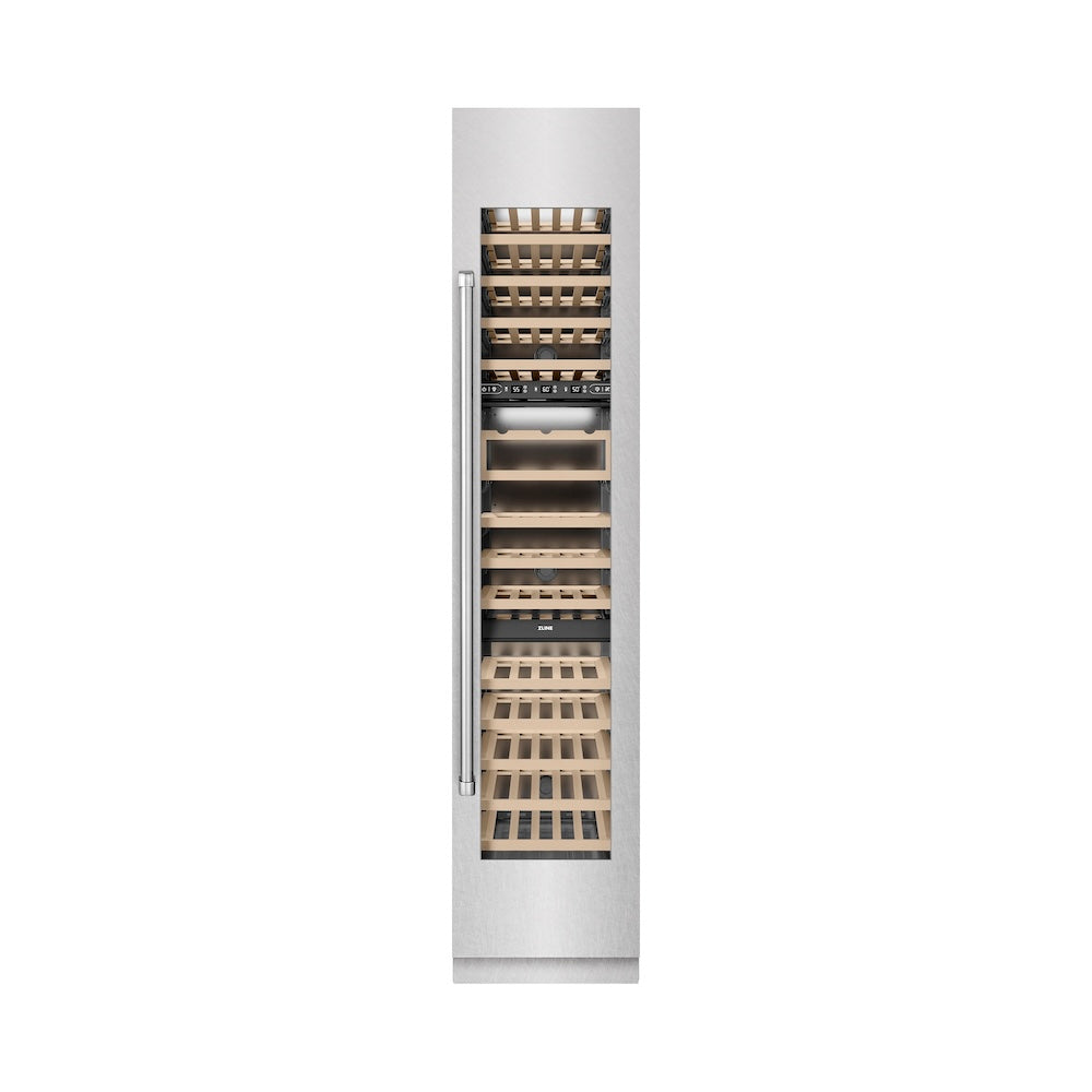 18 In. 9.0 Cu. Ft. Triple Zone 68 Bottle Right Hinge Column Wine Cooler In Satin Stainless Steel RCWVRSN18
