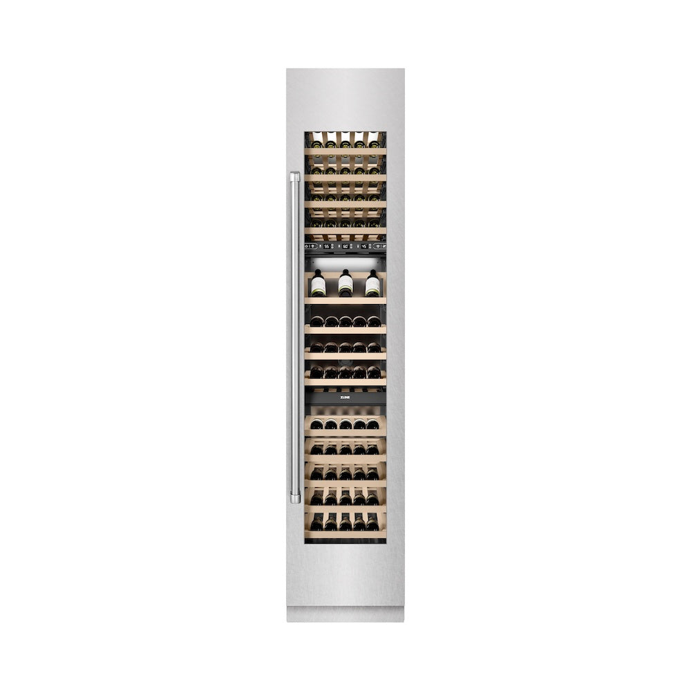 18 In. 9.0 Cu. Ft. Triple Zone 68 Bottle Right Hinge Column Wine Cooler In Satin Stainless Steel RCWVRSN18