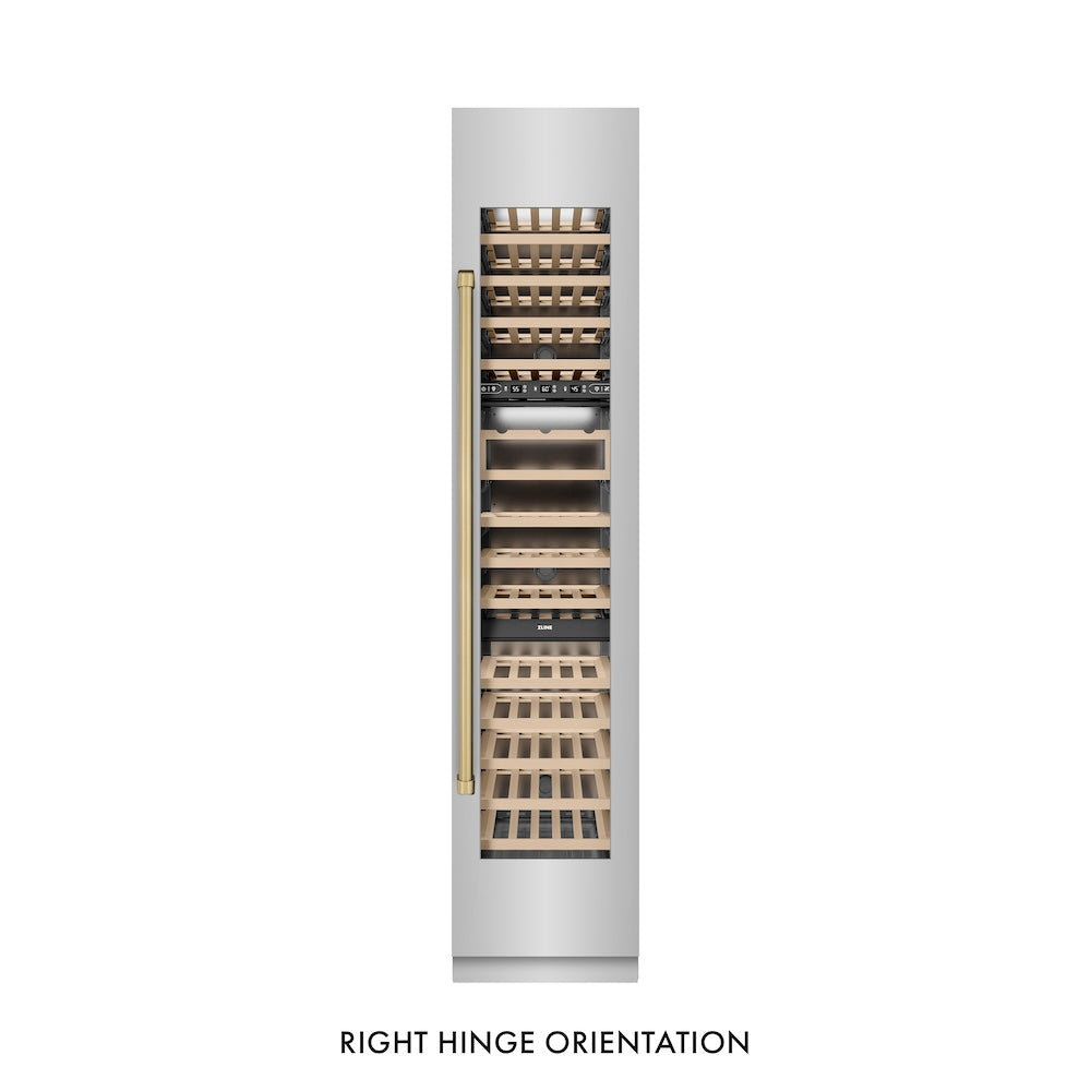 Autograph Edition 18 In. 9.0 Cu. Ft. Triple Zone 68 Bottle Right Hinge Column Wine Cooler In Stainless Steel With Champagne Bronze Accents RCWVRZ30418CB