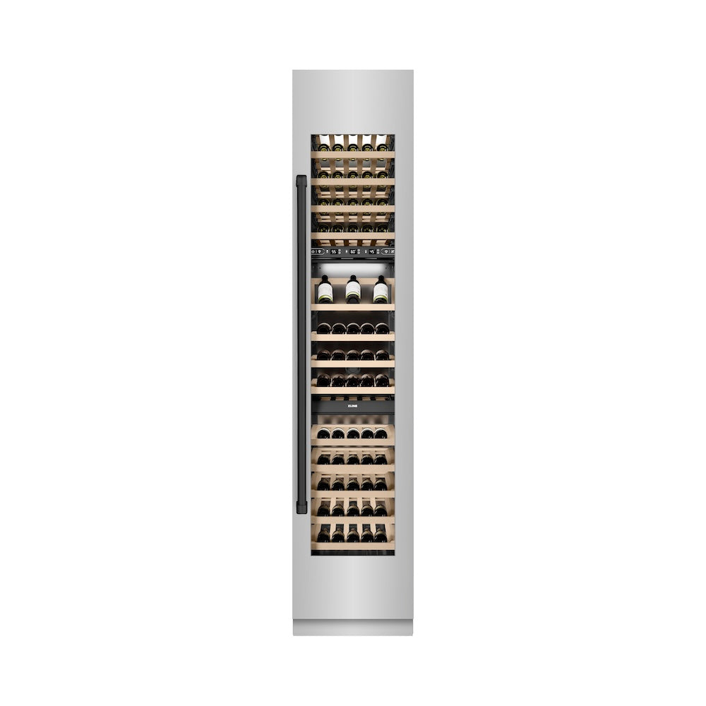 Autograph Edition 18 In. 9.0 Cu. Ft. Triple Zone 68 Bottle Right Hinge Column Wine Cooler In Stainless Steel With Matte Black Accents RCWVRZ30418MB