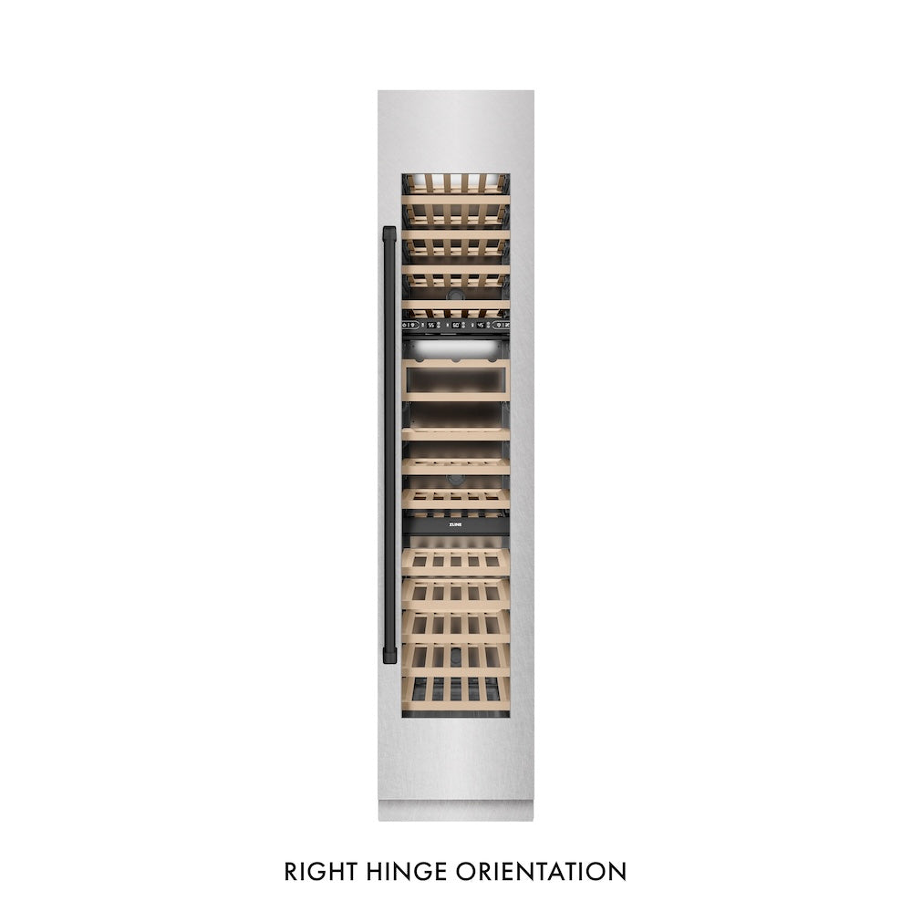 Autograph Edition 18 In. 9.0 Cu. Ft. Triple Zone 68 Bottle Right Hinge Column Wine Cooler In Satin Stainless Steel With Matte Black Accents RCWVRZSN18MB