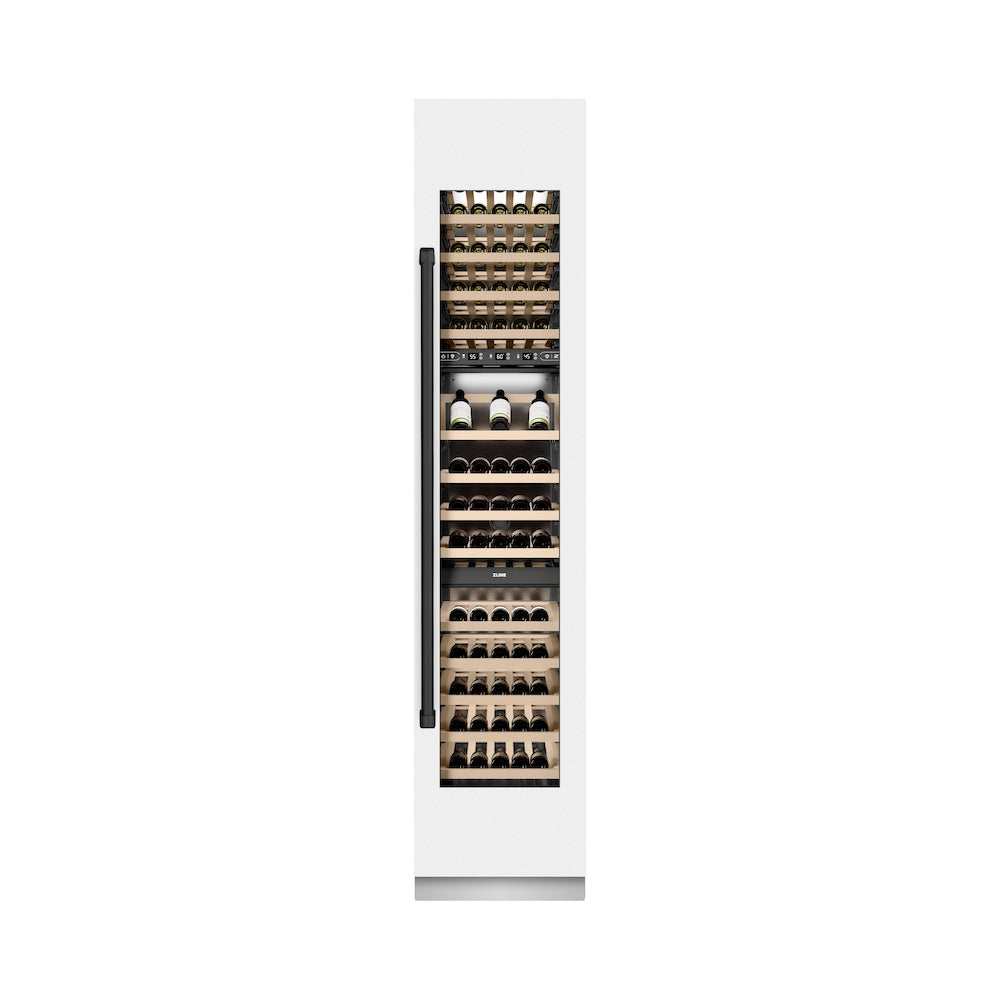 Autograph Edition 18 In. 9.0 Cu. Ft. Triple Zone 68 Bottle Right Hinge Column Wine Cooler In White Matte With Matte Black Accents RCWVRZWM18MB