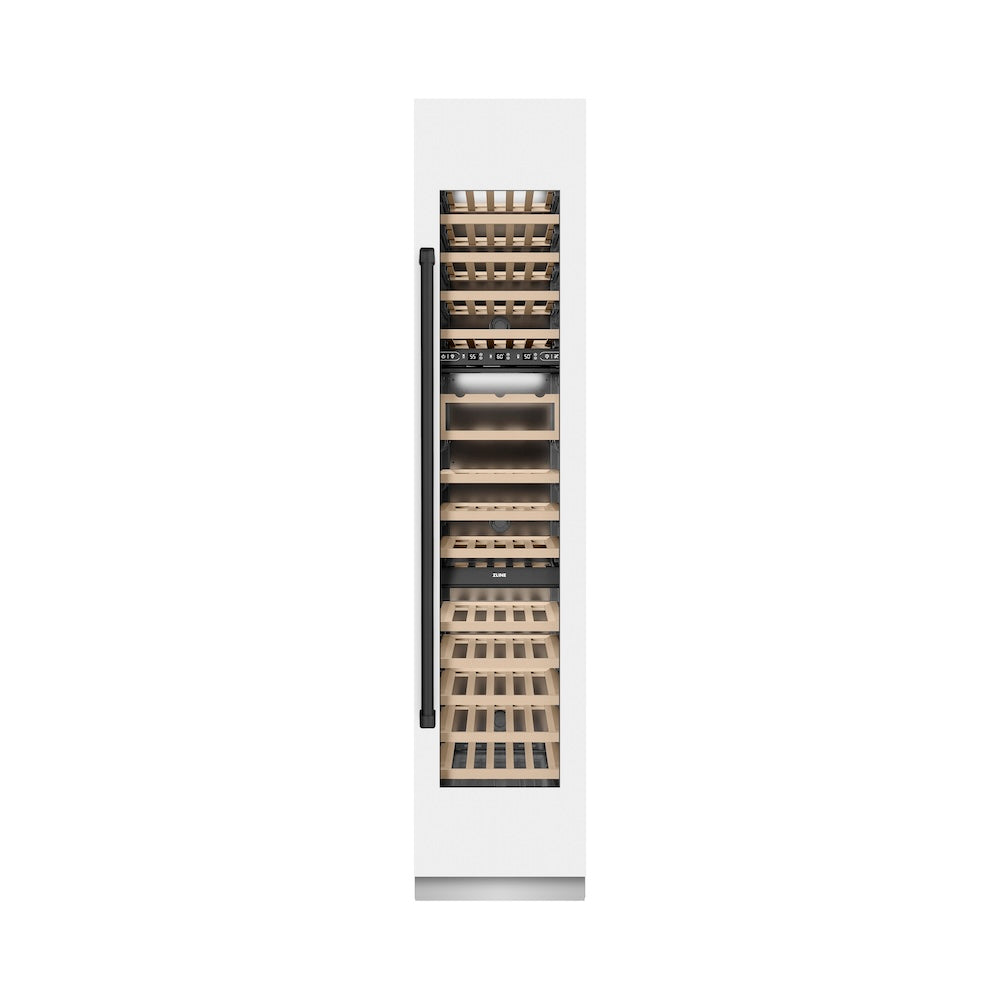 Autograph Edition 18 In. 9.0 Cu. Ft. Triple Zone 68 Bottle Right Hinge Column Wine Cooler In White Matte With Matte Black Accents RCWVRZWM18MB