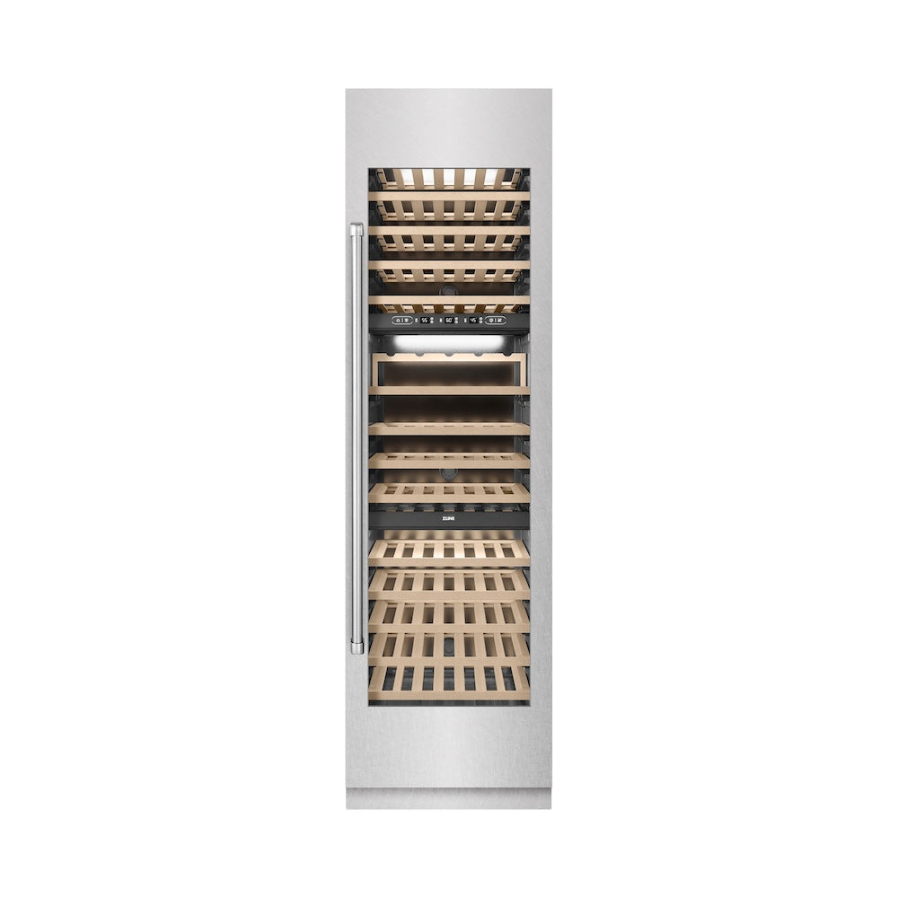 24 In. 12.4 Cu. Ft. Triple Zone 100 Bottle Column Wine Cooler In Satin Stainless Steel RCWVSN24