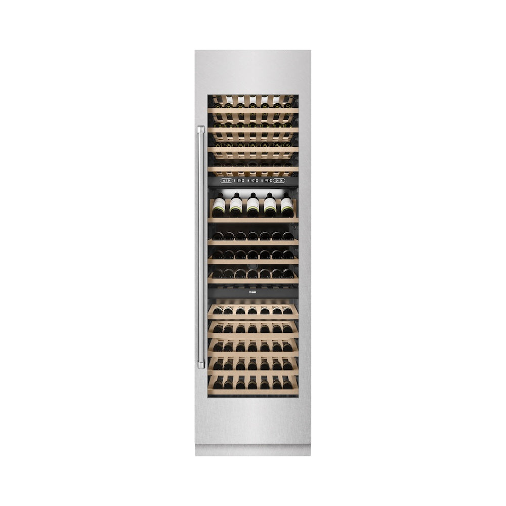 24 In. 12.4 Cu. Ft. Triple Zone 100 Bottle Column Wine Cooler In Satin Stainless Steel RCWVSN24