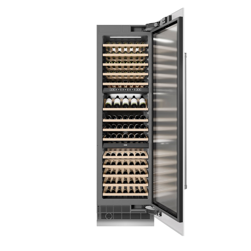 ZLINE 24 in. 12.4 cu. ft. Triple Zone 100 Bottle Column Wine Cooler in White Matte (RCWV-WM-24) RCWVWM24