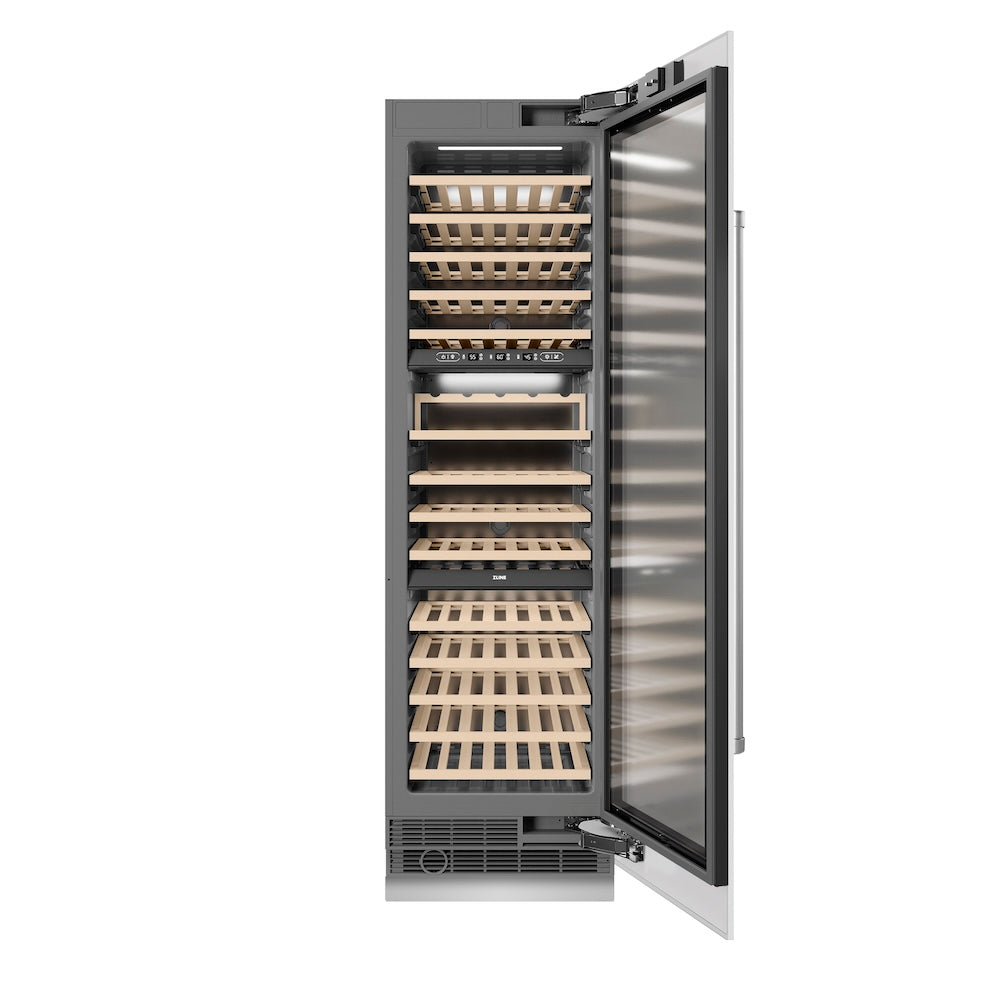 ZLINE 24 in. 12.4 cu. ft. Triple Zone 100 Bottle Column Wine Cooler in White Matte (RCWV-WM-24) RCWVWM24