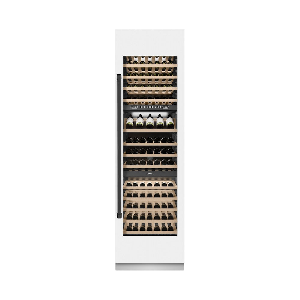 Autograph Edition 24 In. 12.4 Cu. Ft. Triple Zone 100 Bottle Column Wine Cooler In White Matte And Matte Black Accents RCWVZWM24MB