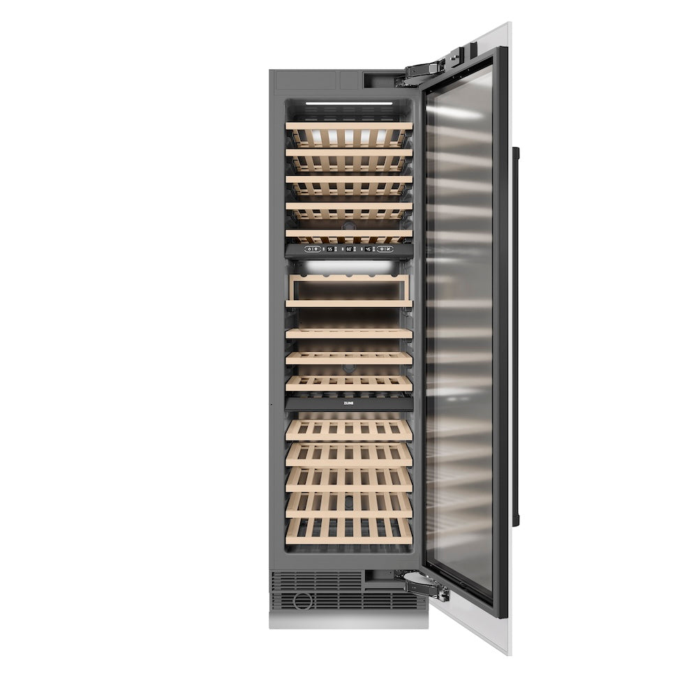 Autograph Edition 24 In. 12.4 Cu. Ft. Triple Zone 100 Bottle Column Wine Cooler In White Matte And Matte Black Accents RCWVZWM24MB