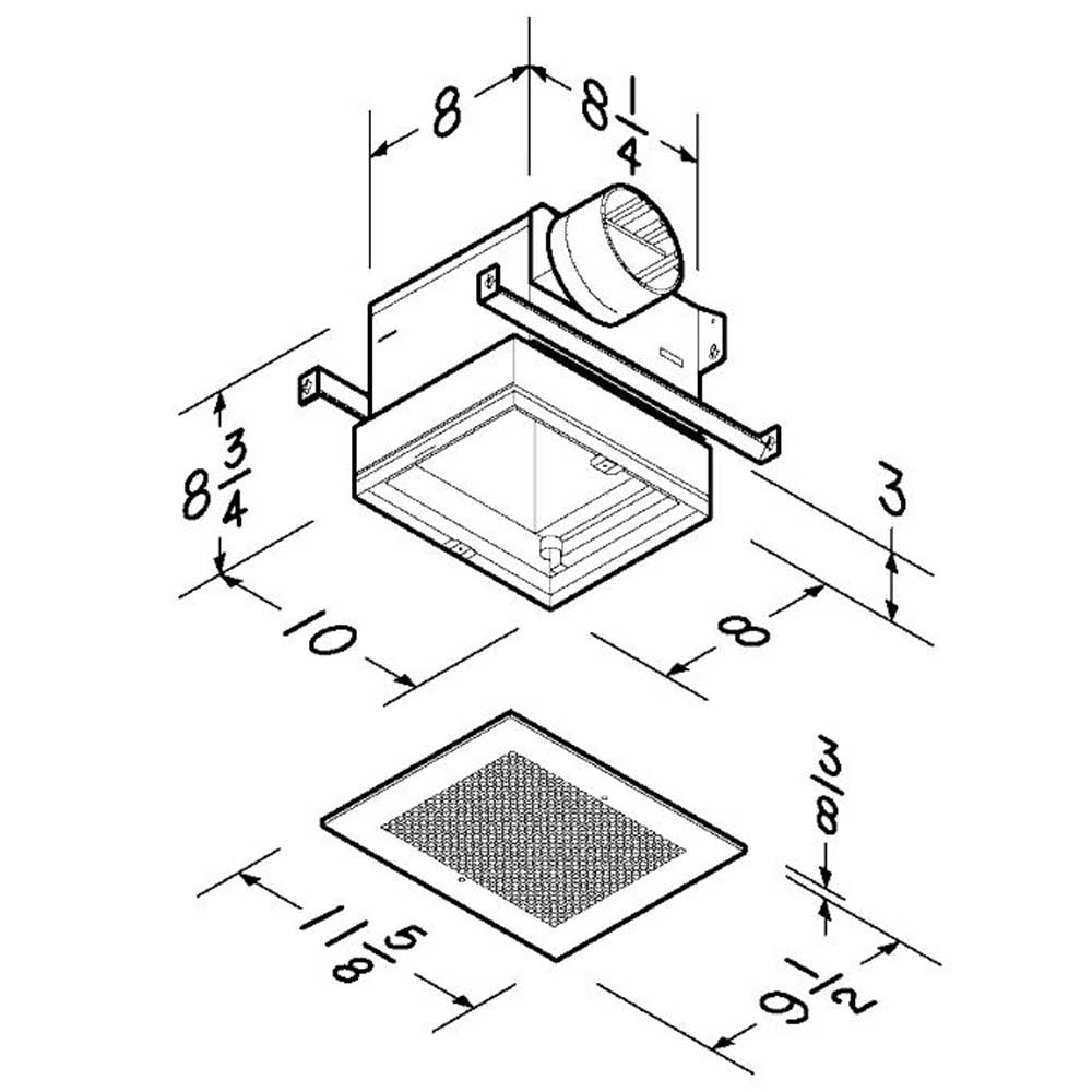 J-Can Housing w/ Radiation Damper, includes hanger bars. To be used with Models 110RDF, 80RDF and HD50RDF finish packs RDH