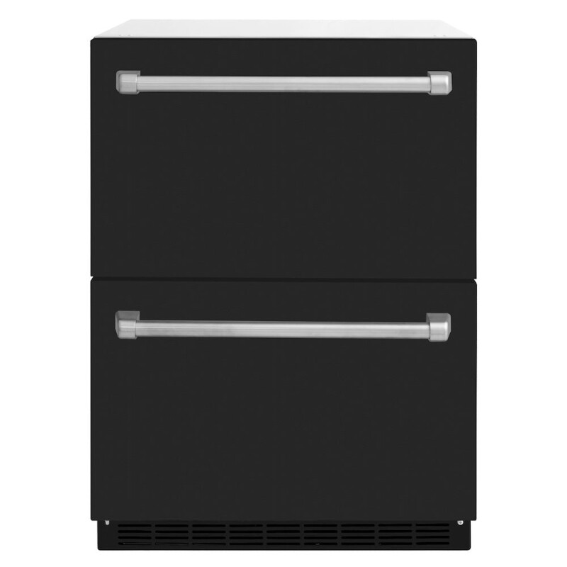 24 In. Touchstone 168 Can Outdoor-rated Dual Refrigerator Drawer With Black Matte Doors RDSOBLM24