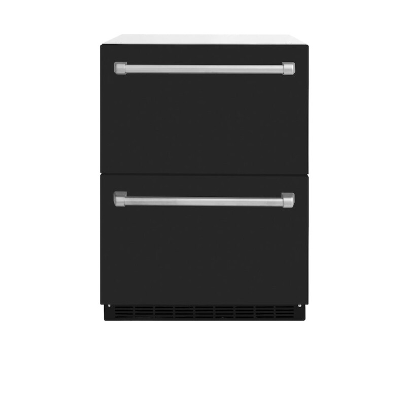 24 In. Touchstone 168 Can Outdoor-rated Dual Refrigerator Drawer With Black Matte Doors RDSOBLM24