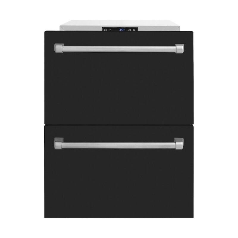 24 In. Touchstone 168 Can Outdoor-rated Dual Refrigerator Drawer With Black Matte Doors RDSOBLM24